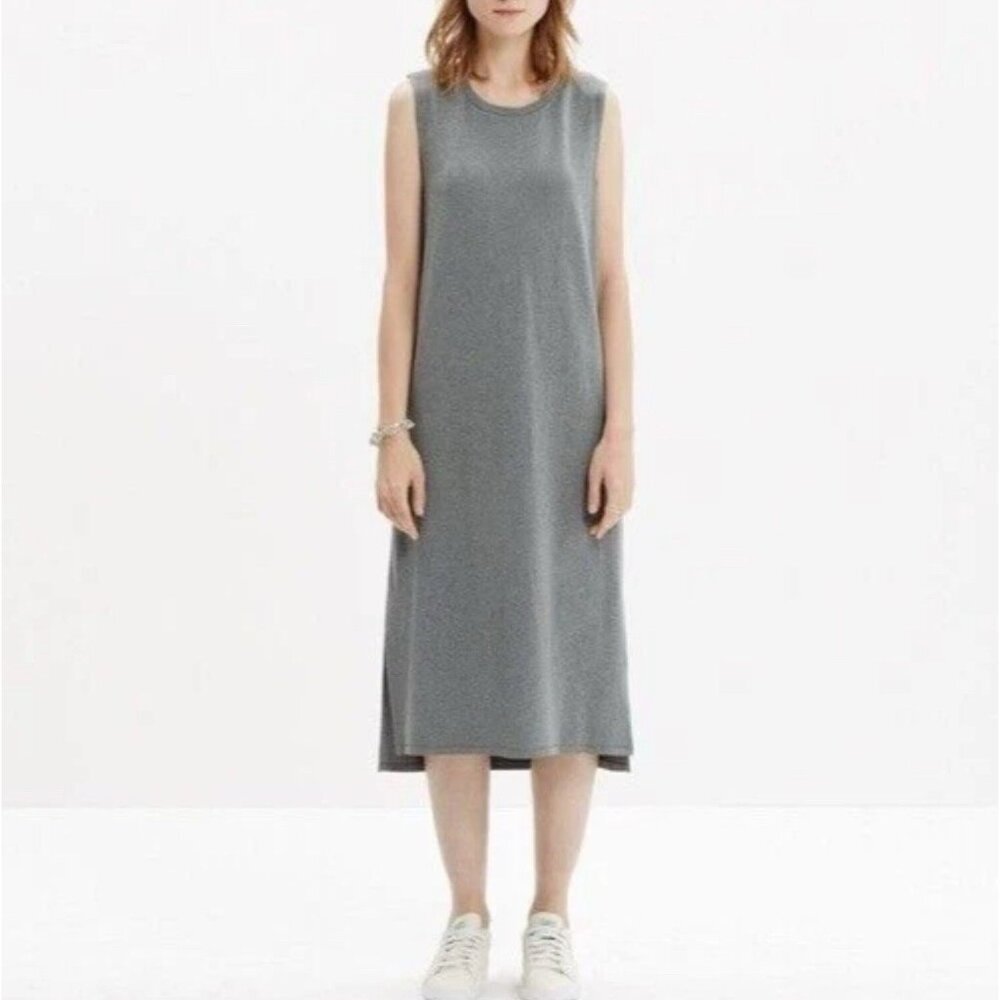 MADEWELL Grey Sleeveless Sheath T-shirt Midi Dress SunDress Summer Size Medium